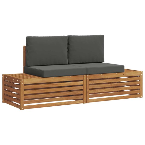 vidaXL 2 pc Ensemble de canapés d'extérieur Naturel et Anthracite