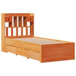 vidaXL Lit bibliothèque sans matelas cire marron 75x190 cm pin massif