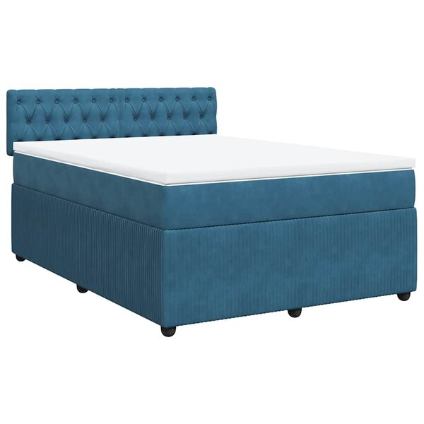 vidaXL Sommier à lattes de lit et matelas bleu 160x200 cm velours