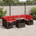 vidaXL Salon de jardin avec coussins 8 Pièces gris résine tressée acacia