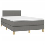vidaXL Sommier à lattes de lit matelas LED gris foncé 120x190 cm tissu