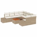 vidaXL Ensemble de canapé de jardin 9 Pièces Beige et blanc