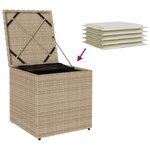 vidaXL Boîte de Rangement Beige et crème Effet rotin  coussin en polyester
