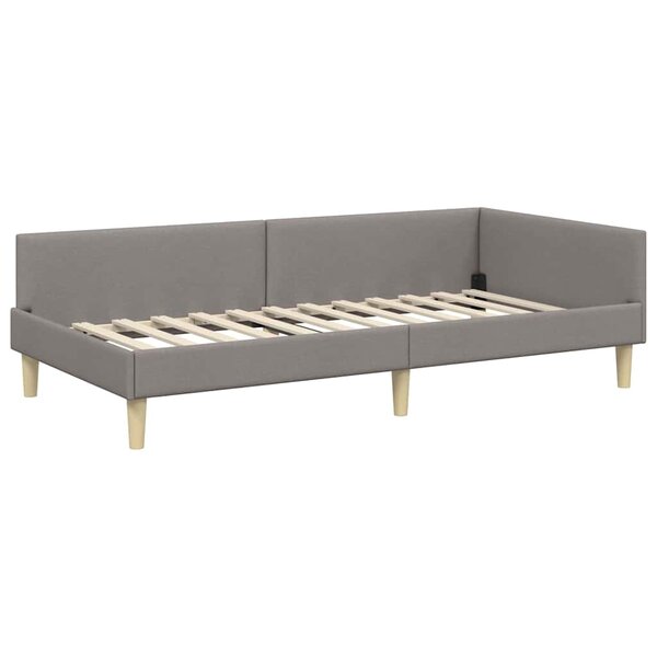 vidaXL Cadre de lit d'angle avec tête de lit Taupe 90 x 200 cm tissu