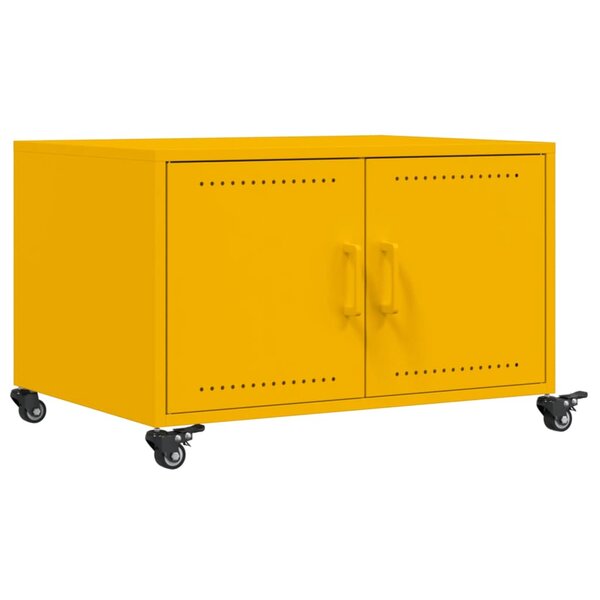 vidaXL Table basse jaune moutarde 68x50x43 5 cm acier laminé à froid