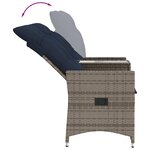 vidaXL Canapé de jardin inclinable 2 places avec Table en résine tressée grise