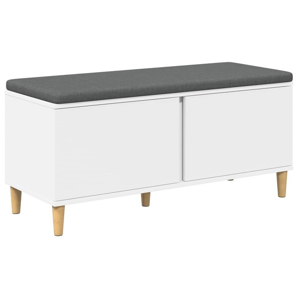 vidaXL Banc d'entrée avec coussin avec stockage Blanc 100 x 38 x 46 cm