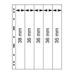 Feuilles Uniplate Lindner noires à 5 bandes pour roulettes de timbres-postes.