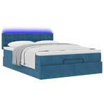 vidaXL Cadre de lit ottoman avec matelas bleu foncé 140x190 cm velours