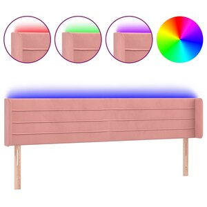 vidaXL Tête de lit à LED Rose 203x16x78/88 cm Velours