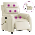 vidaXL Fauteuil de massage inclinable électrique crème similicuir