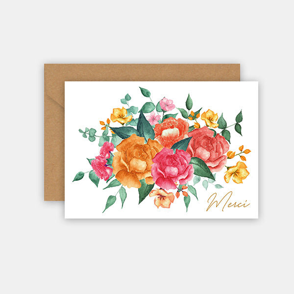 Carte de remerciements - fleurs aquarelle