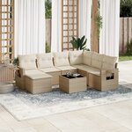 vidaXL Salon de jardin avec coussins 8 Pièces beige résine tressée