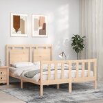 vidaXL Cadre de lit avec tête de lit 140x200 cm bois massif
