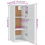 vidaXL Armoire suspendue Blanc 35x34x90 cm Bois d'ingénierie