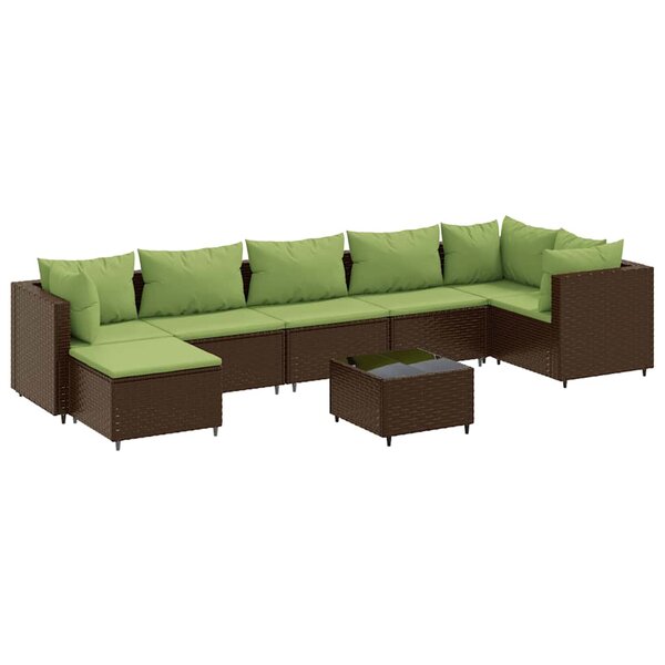 vidaXL Salon de jardin avec coussins 8 Pièces marron résine tressée