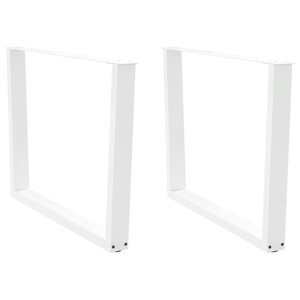vidaXL Pieds de table à manger en forme de V  2 pièces  blanc  100 x (72-73 3) cm  acier
