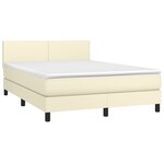 vidaXL Sommier à lattes de lit avec matelas Crème 140x190cm Similicuir