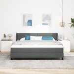Lit box spring vidaXL avec matelas gris foncé 180x200 cm en tissu