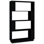vidaXL Bibliothèque/Séparateur de pièce Noir 80x25x132 cm Pin massif