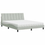 vidaXL Lit avec matelas gris clair 160x200 cm velours