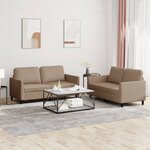 vidaXL Ensemble de canapés 2 Pièces avec coussins Cappuccino Similicuir