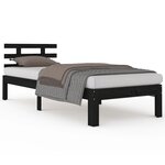 vidaXL Cadre de lit Noir Bois massif 100x200 cm
