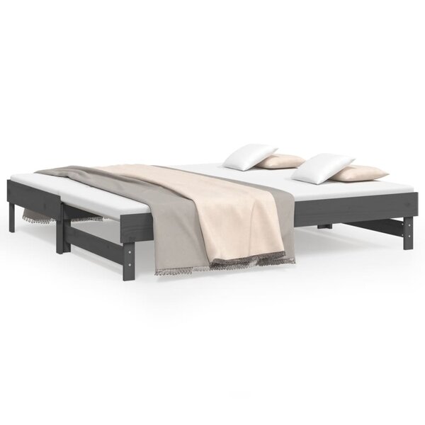 vidaXL Lit coulissant Gris 2x(90x190) cm Bois de pin massif