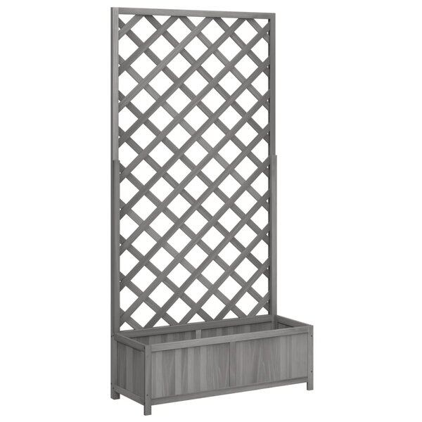 vidaXL Jardinière avec treillis gris bois massif de sapin