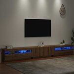 vidaXL Meuble TV avec lumières LED chêne artisanal bois d'ingénierie