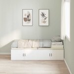 vidaXL Cadre de lit avec rangement Blanc 90 x 190 cm Bois d'ingénierie