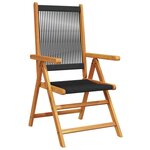 vidaXL Chaises inclinables de jardin lot de 4 noir bois massif acacia