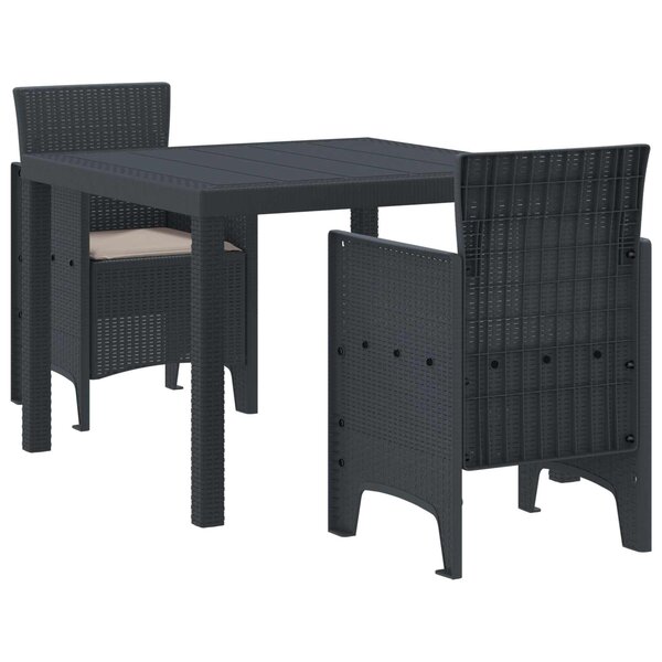 vidaXL Ensemble de salle à manger pour jardin 3 pc Anthracite