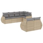 vidaXL Salon de jardin avec coussins 7 Pièces beige résine tressée