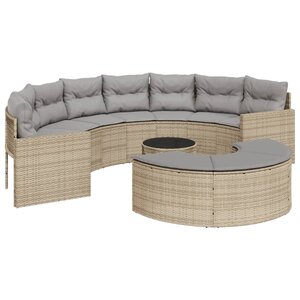 vidaXL Salon de jardin 3 Pièces demi-rond beige résine tressée