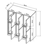 Casier métallique avec 6 portes acier laqué 100 x 90 x 40 cm gris clair 03_0009183