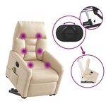 vidaXL Fauteuil inclinable de massage électrique beige microfibres
