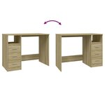 vidaXL Bureau avec tiroirs Chêne sonoma 102x50x76 cm Bois d'ingénierie