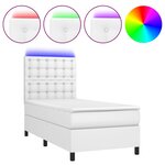 vidaXL Sommier à lattes de lit avec matelas et LED Blanc 80x200 cm