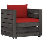 Vidaxl salon de jardin 7 pièces avec coussins bois imprégné de gris