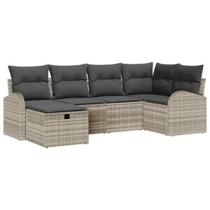 vidaXL Ensemble de canapé de jardin 6 Pièces Gris clair Poly rotin