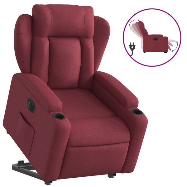 vidaXL Fauteuil inclinable électrique rouge bordeaux tissu