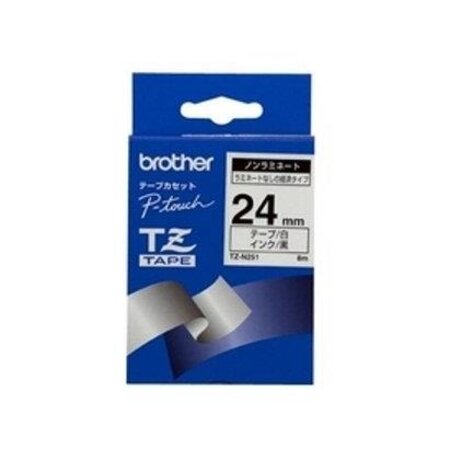 Ruban pour ptouch non laminé noir/blanc 24mmx8m tzen251 brother