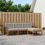 vidaXL Ensemble de canapés d'extérieur 4 Pièces Naturel et Gris clair