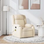 vidaXL Fauteuil de massage inclinable Crème Tissu