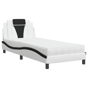 vidaXL Lit Viana avec matelas blanc et noir 80x200 cm similicuir