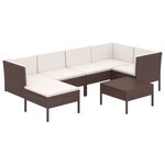 vidaXL Salon de jardin 7 Pièces avec coussins Résine tressée Marron