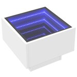 vidaXL Table de chevet avec LED infini blanc 40x40x30 cm