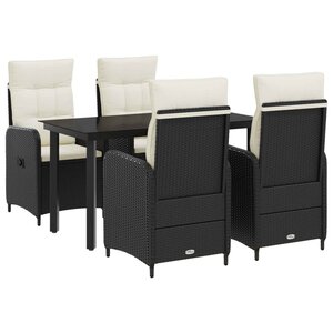 vidaXL Ensemble de salle à manger pour jardin 5 pc Noir et blanc crème