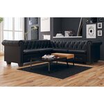 Vidaxl canapé d'angle chesterfield 5 places cuir synthétique noir